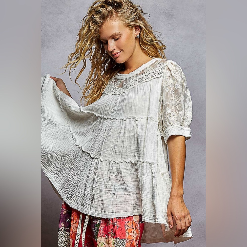 POL White Lace Blouse